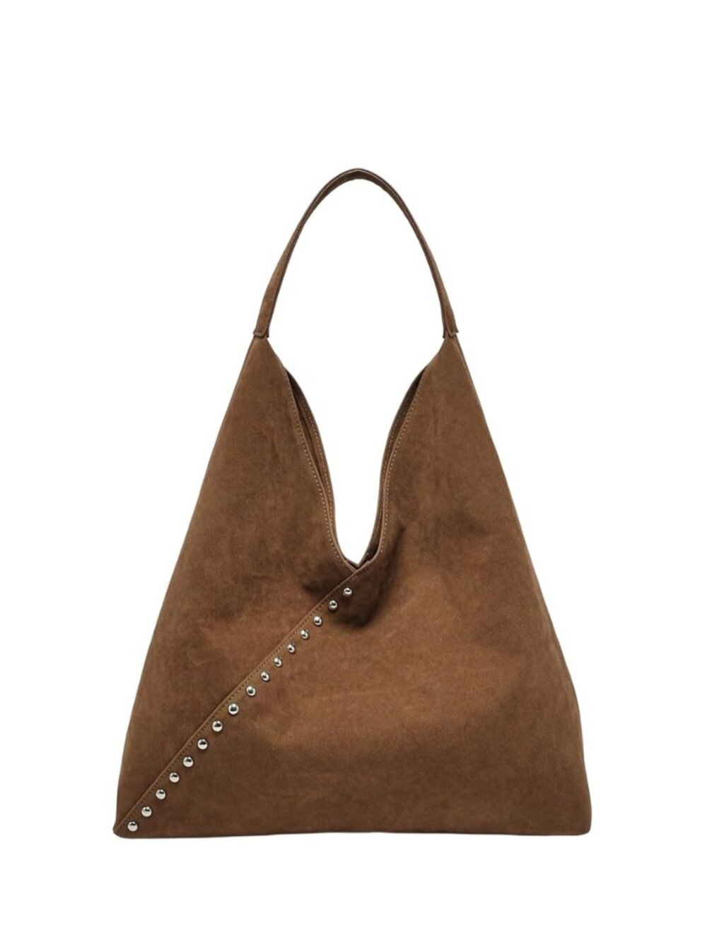 Women's Vintage Faux Suede Shoulder Bags Studded Large Capacity Commuter Tote